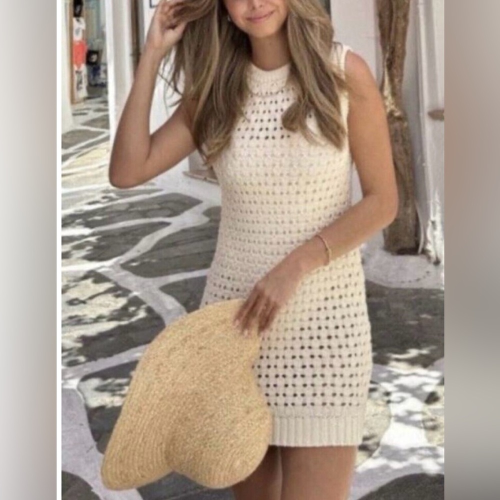 Zara soft open knit sweater dress/swimsuit cover-up.